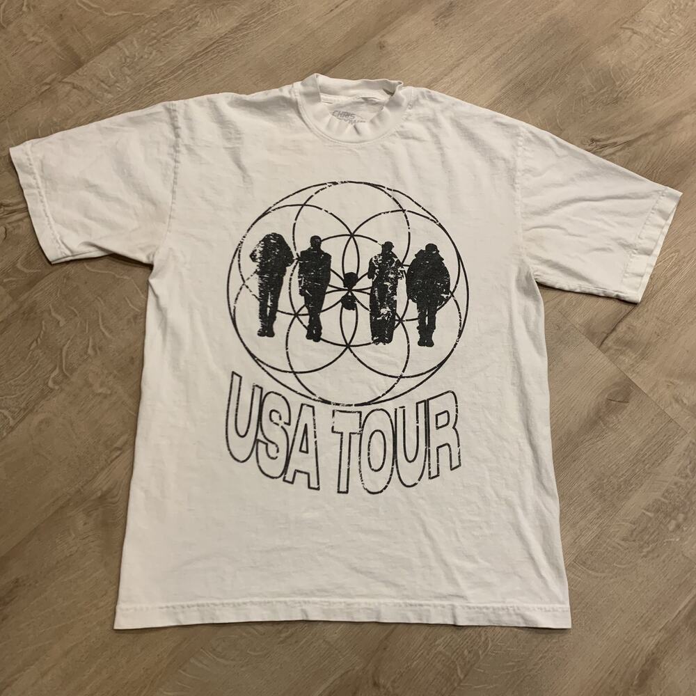 Chris Brown USA Tour 11:11 2024 White Heavyweight Graphic T-Shirt Men's Medium M